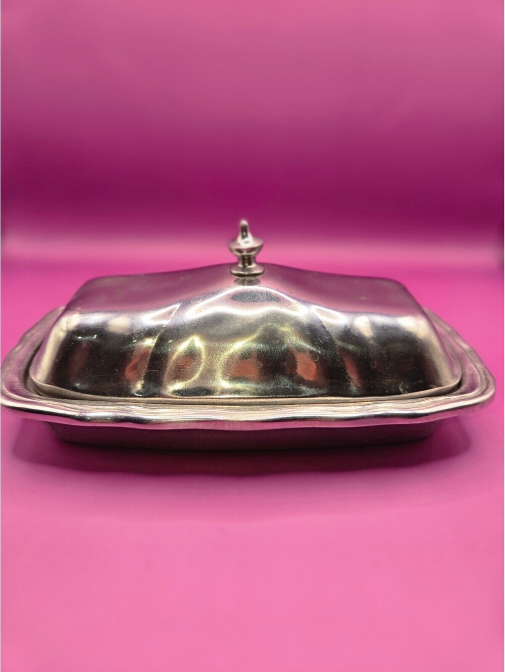 Vintage Wilton, Pewter Butter Dish with Lid and Decorative Handle- USA